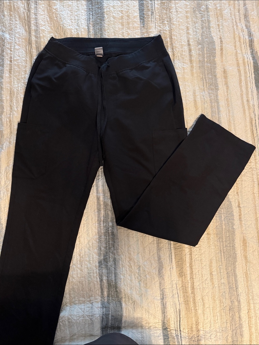 Women's Mandala Scrubs Straight-Leg Drawstring Pants in Black